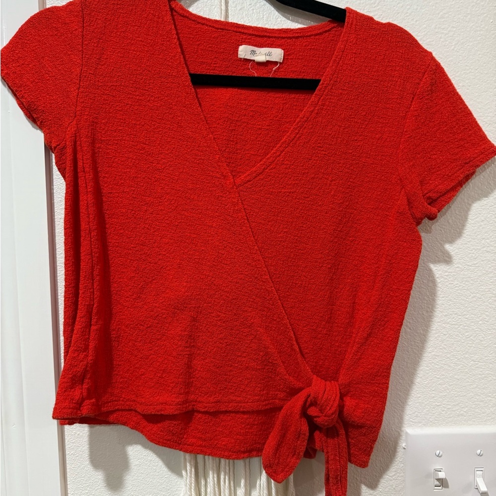 Madewell Red Wrap Top